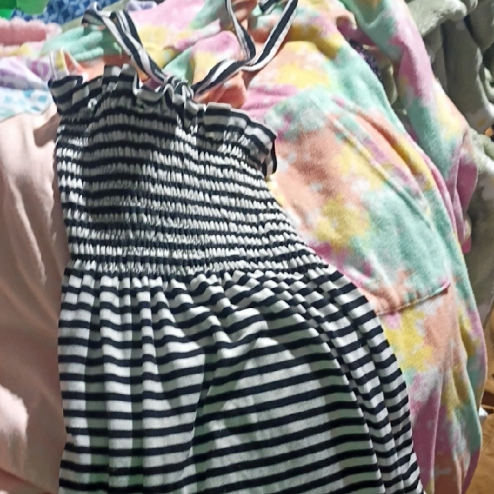 Striped Black and White Smocked Sundress